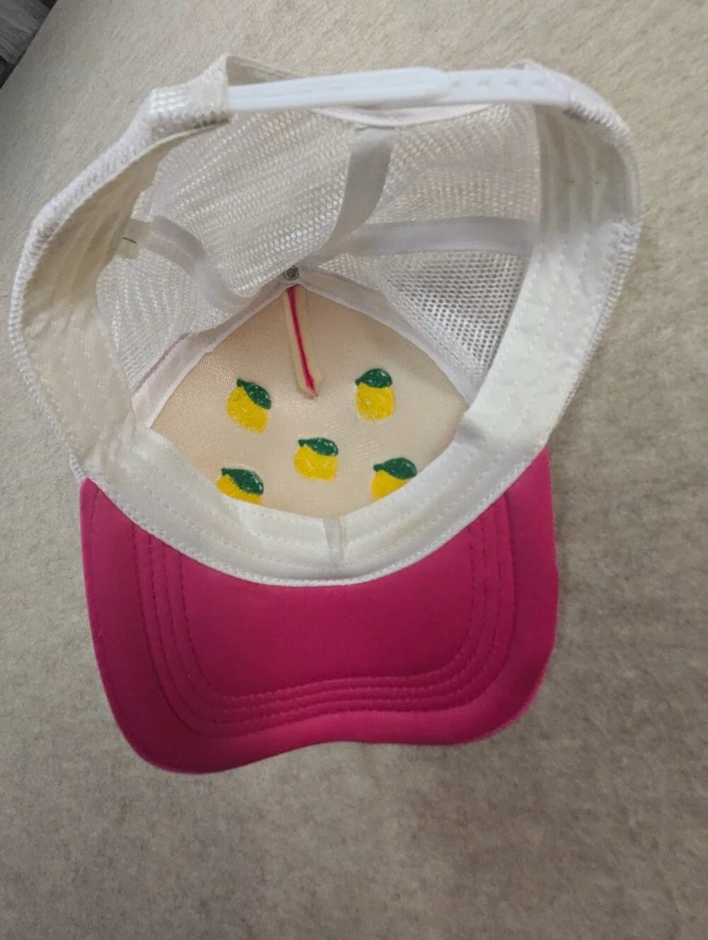 Cute Fun Teen Tween Pink Trucker Hat Yellow Lemon Embroidery Girlhoodcore Preppy